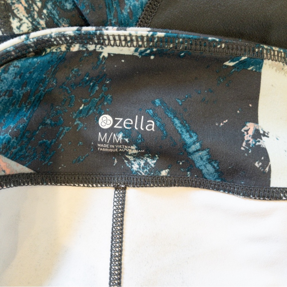 Zella Abstract Pattern Grey Mesh Inset Workout Le… - image 5